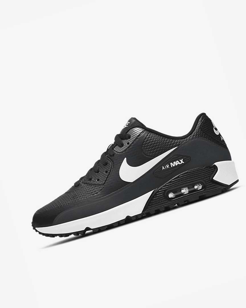 Black / Dark Grey / Grey / White Men\'s Nike Air Max 90 G Golf Shoes | UK2457