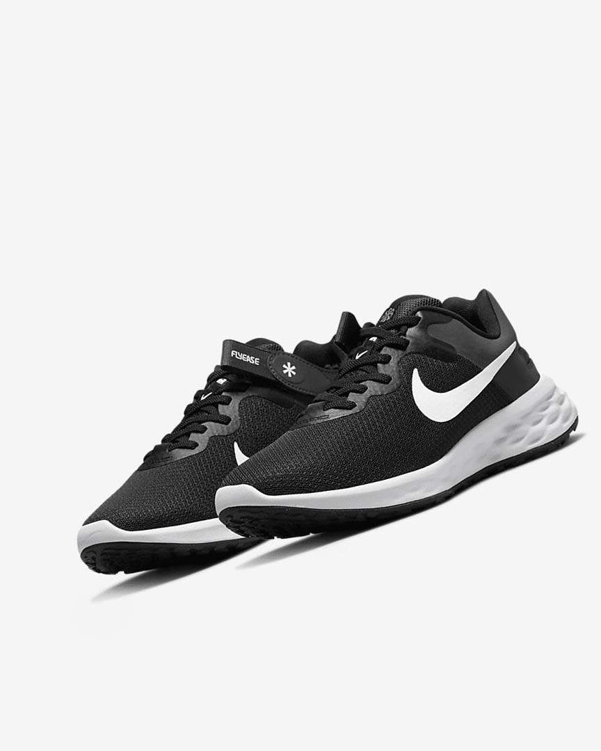 Black / Dark Grey / Grey / White Women's Nike Revolution 6 FlyEase Next Nature Running Shoes | UK5504