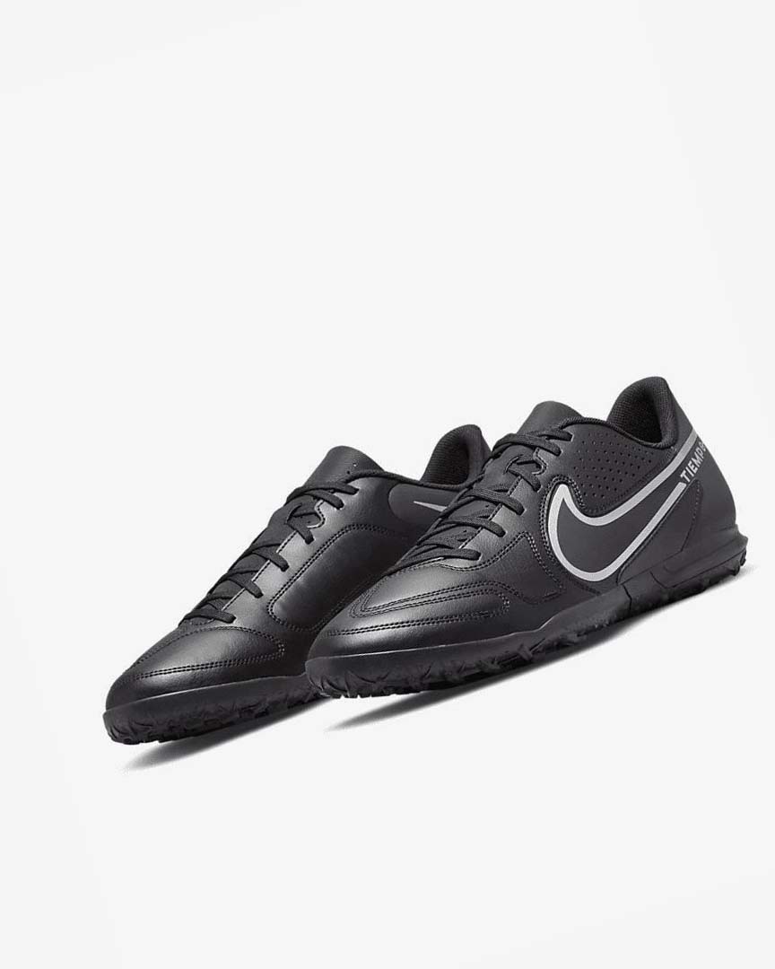 Black / Dark Grey Men's Nike Tiempo Legend 9 Club TF Football Shoes | UK4919