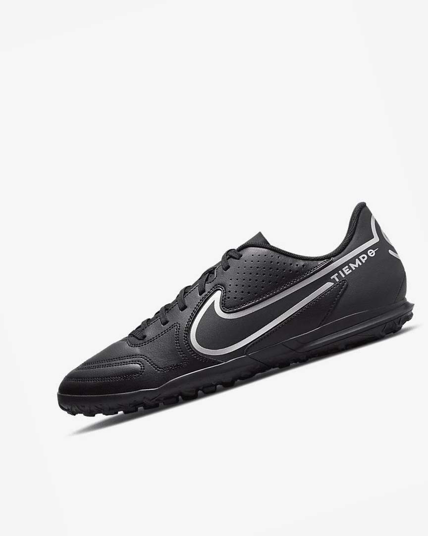 Black / Dark Grey Men\'s Nike Tiempo Legend 9 Club TF Football Shoes | UK4919