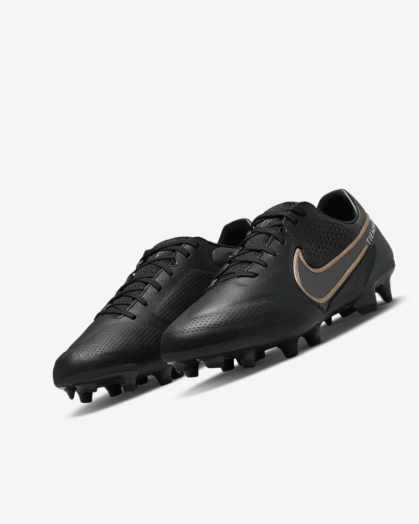 Black / Dark Grey / Metal Gold / Metal Dark Grey Women's Nike Tiempo Legend 9 Pro FG Football Boots | UK4964