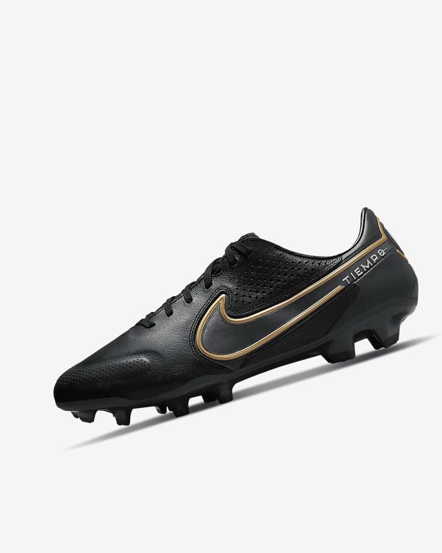 Black / Dark Grey / Metal Gold / Metal Dark Grey Women\'s Nike Tiempo Legend 9 Pro FG Football Boots | UK4964