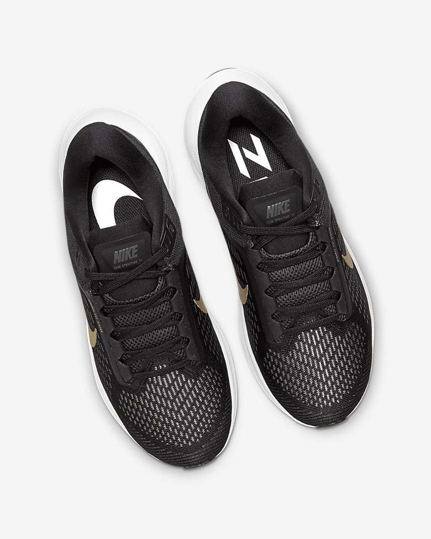 Black / Dark Grey / Metal Gold Women's Nike Air Zoom Structure 24 Running Shoes | UK3270