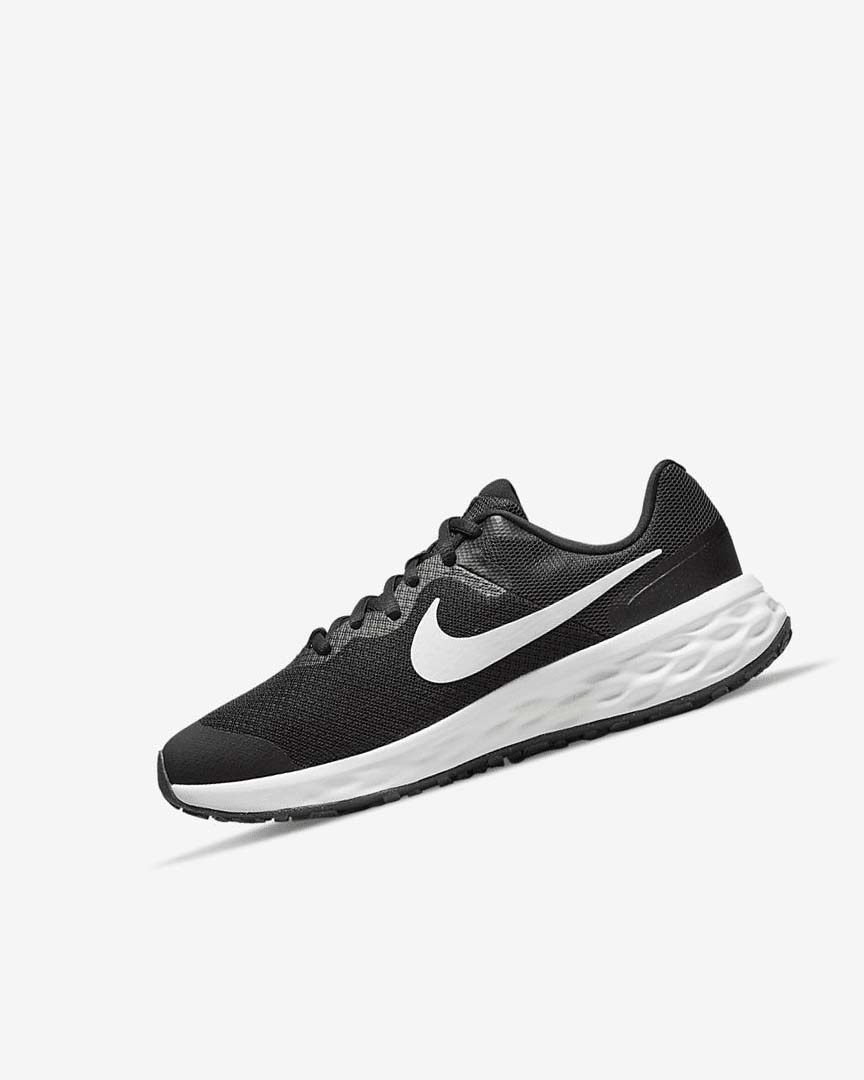 Black / Dark Grey / White Boys\' Nike Revolution 6 Running Shoes | UK2863