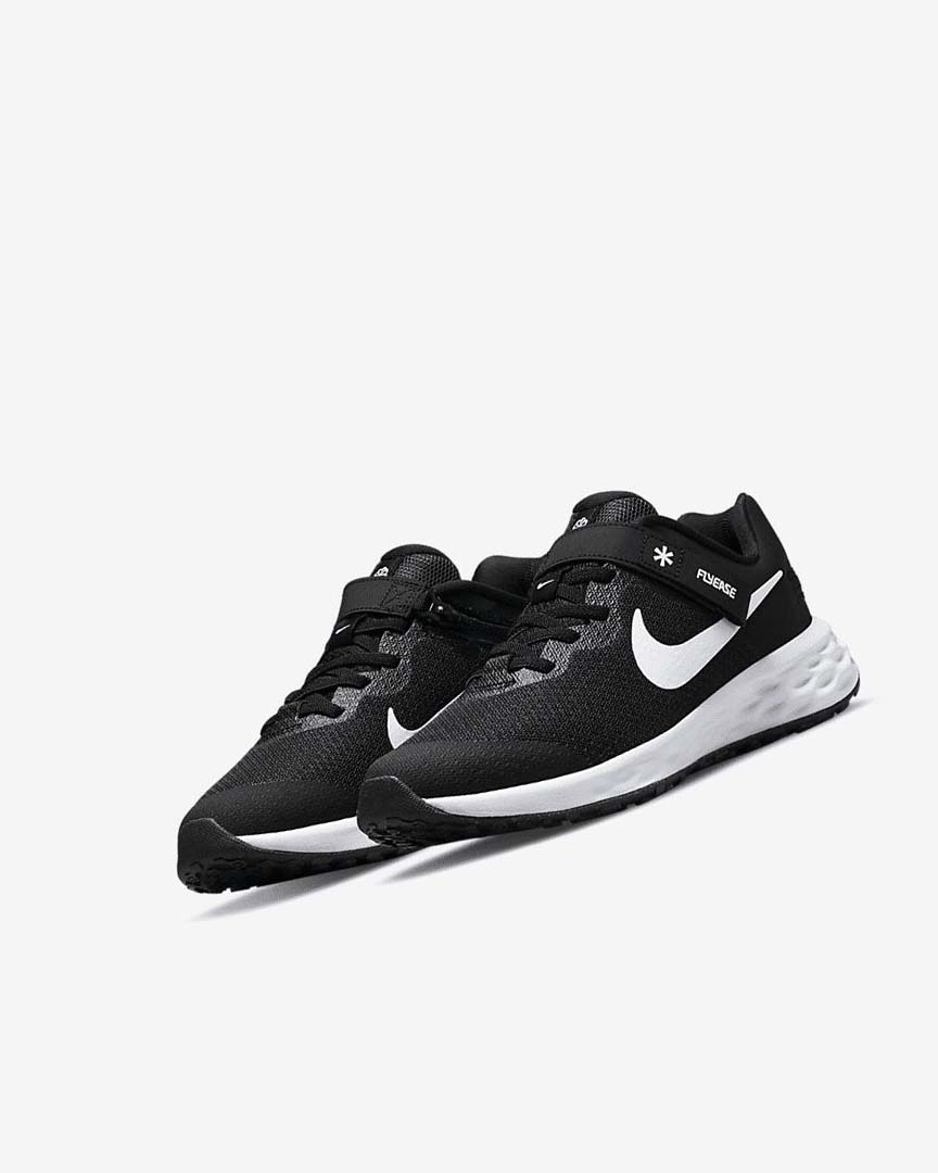 Black / Dark Grey / White Boys' Nike Revolution 6 FlyEase Running Shoes | UK4636