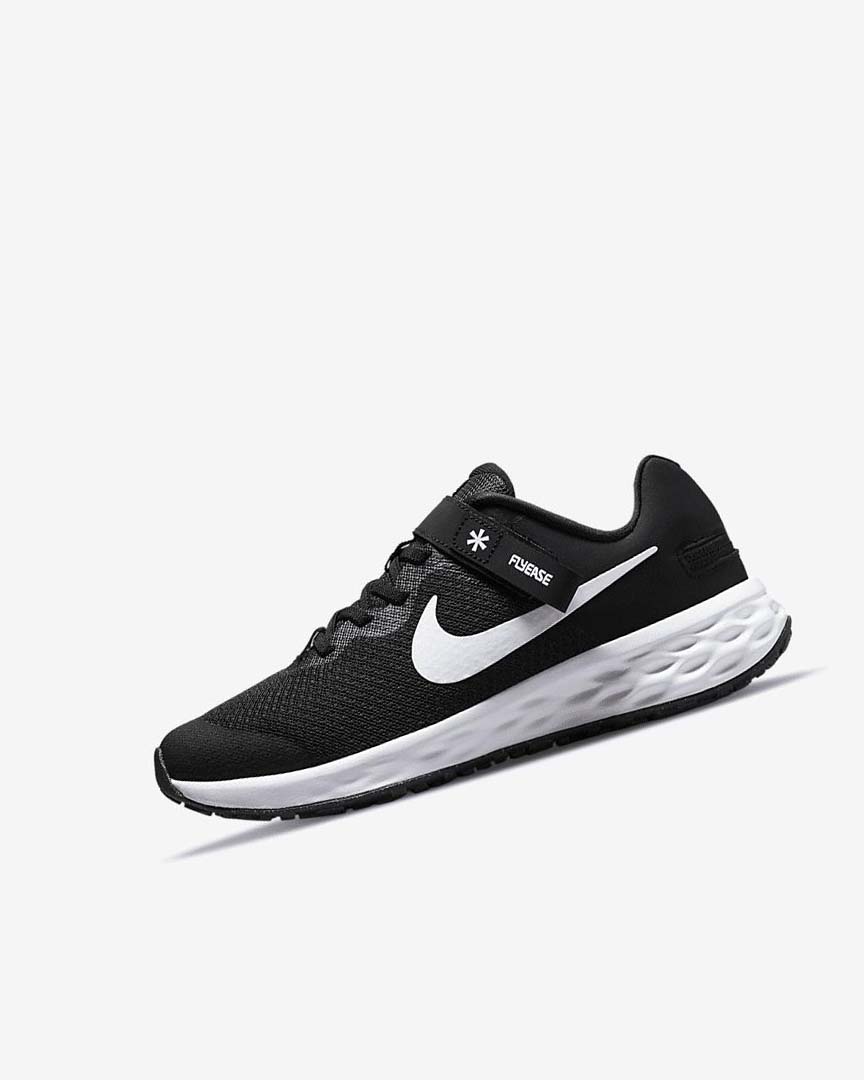 Black / Dark Grey / White Boys\' Nike Revolution 6 FlyEase Running Shoes | UK4636