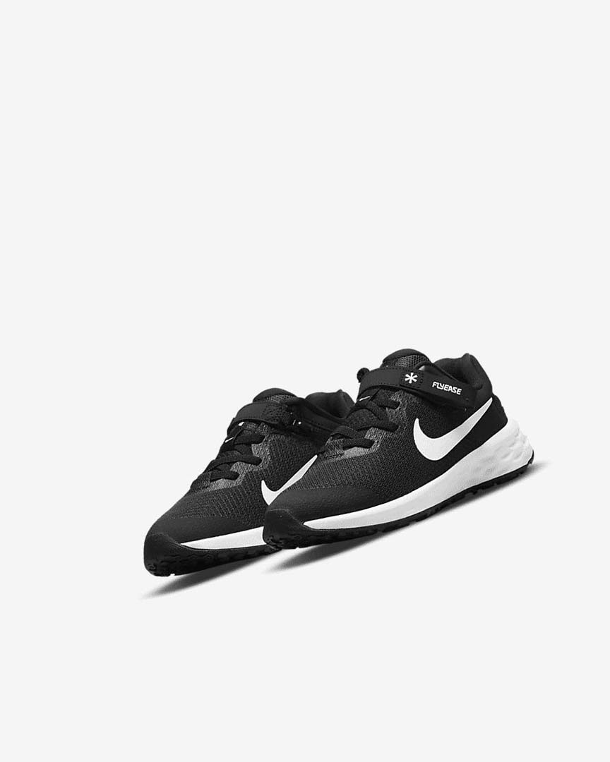 Black / Dark Grey / White Boys' Nike Revolution 6 FlyEase Shoes | UK4818