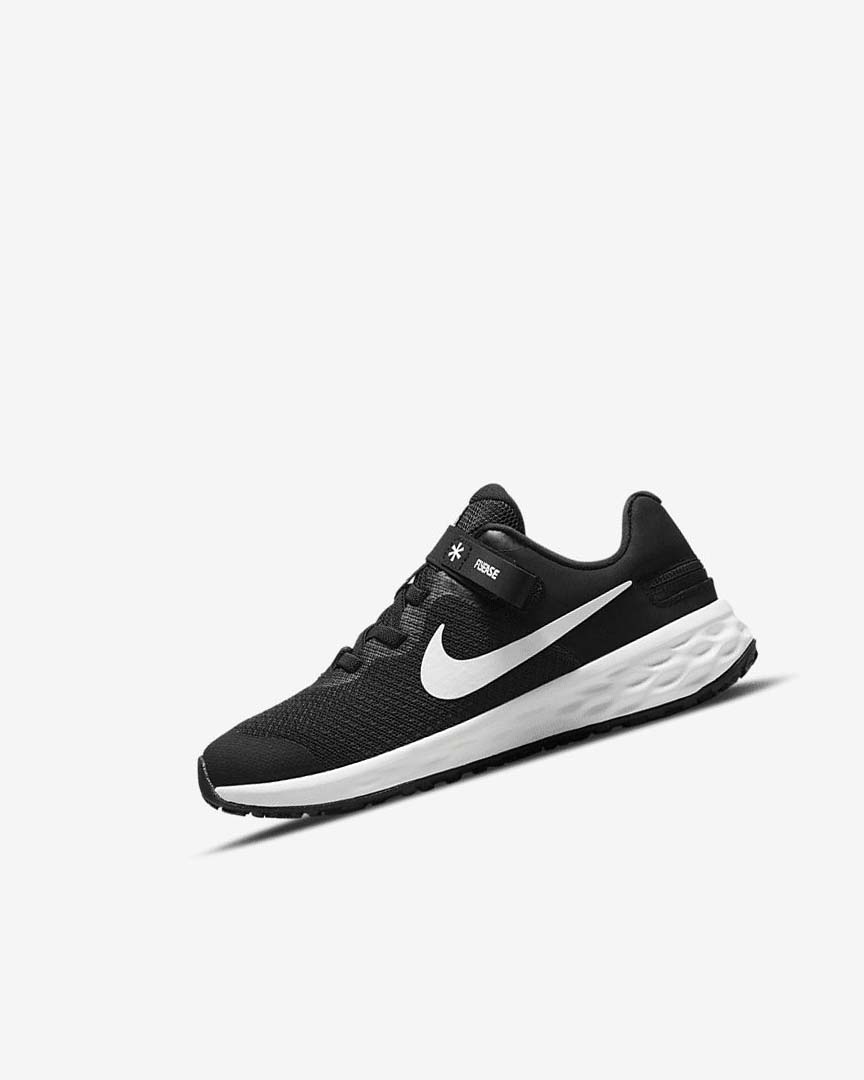 Black / Dark Grey / White Boys\' Nike Revolution 6 FlyEase Shoes | UK4818