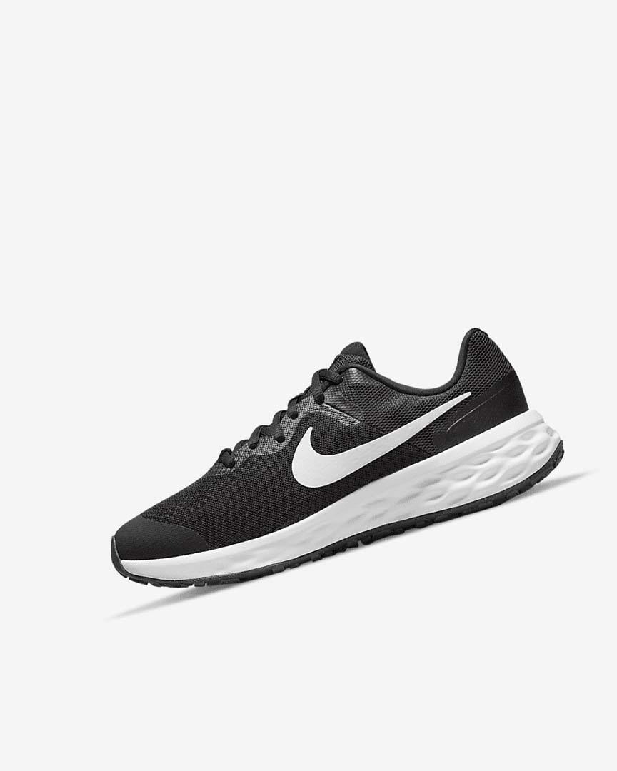 Black / Dark Grey / White Girls\' Nike Revolution 6 Running Shoes | UK2547