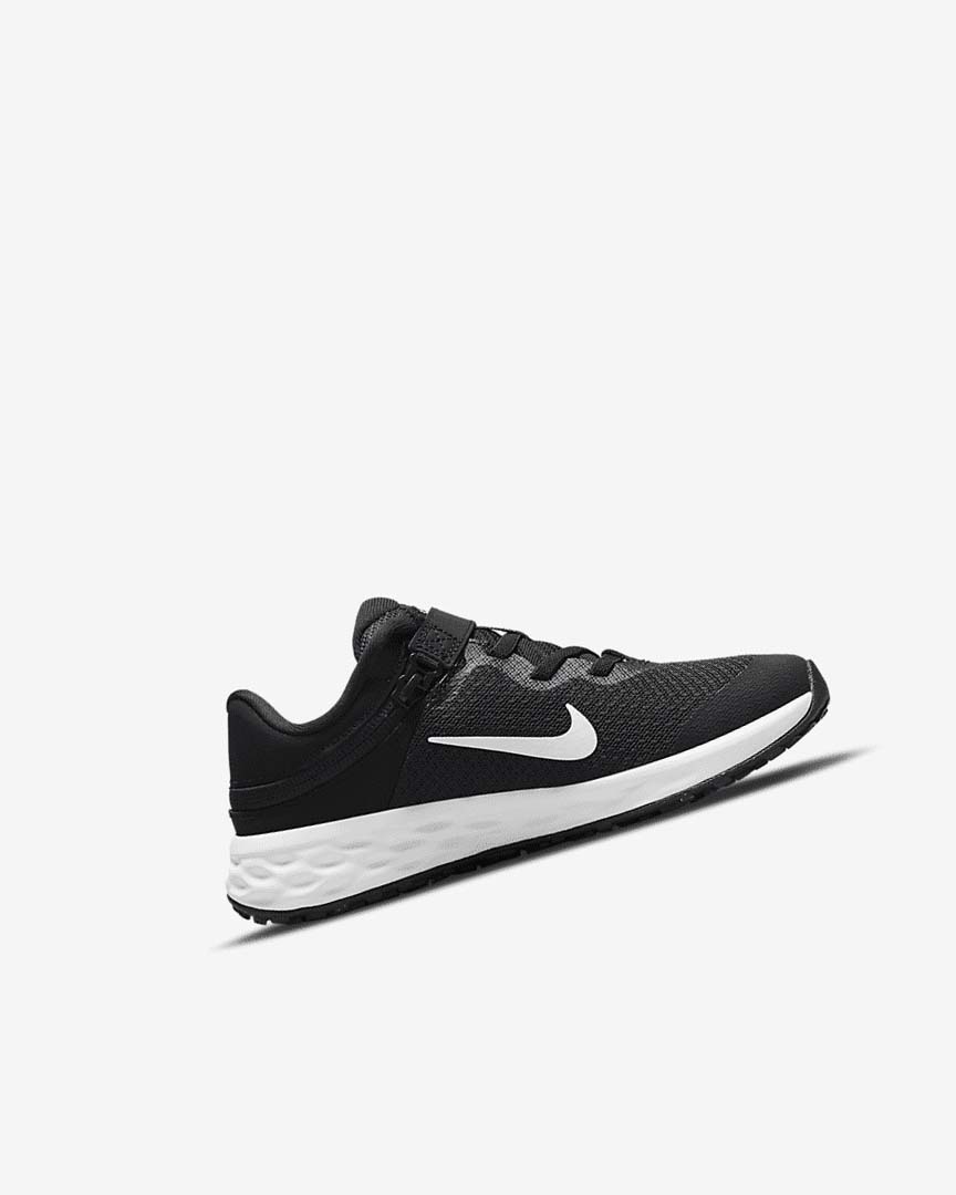 Black / Dark Grey / White Girls' Nike Revolution 6 FlyEase Shoes | UK3191