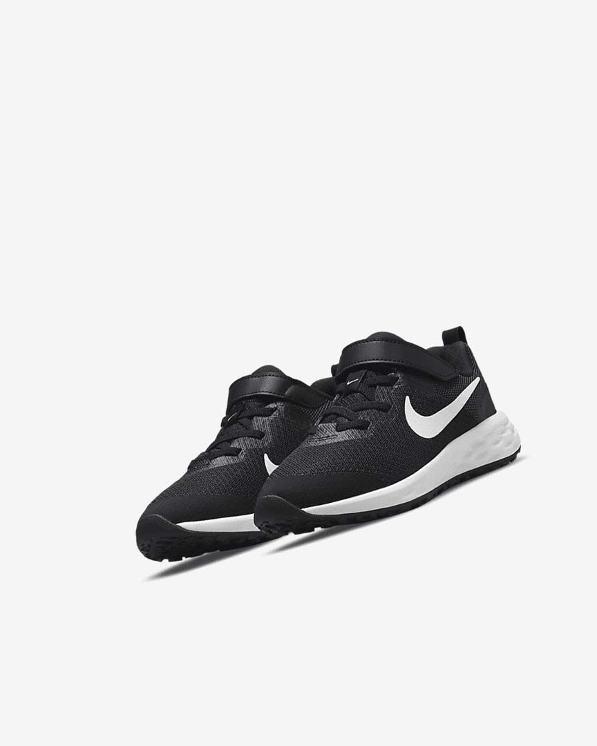 Black / Dark Grey / White Girls' Nike Revolution 6 Running Shoes | UK4695