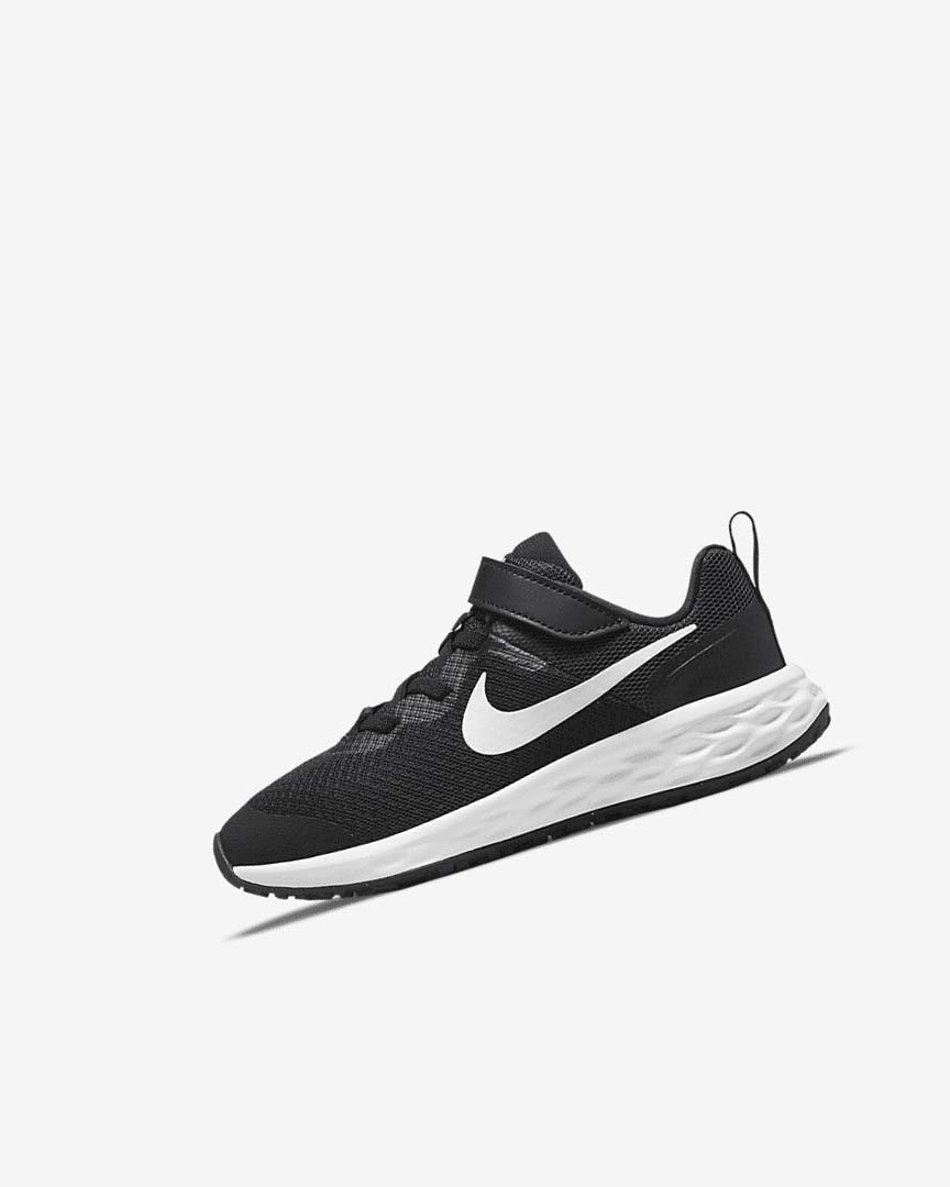 Black / Dark Grey / White Girls\' Nike Revolution 6 Running Shoes | UK4695