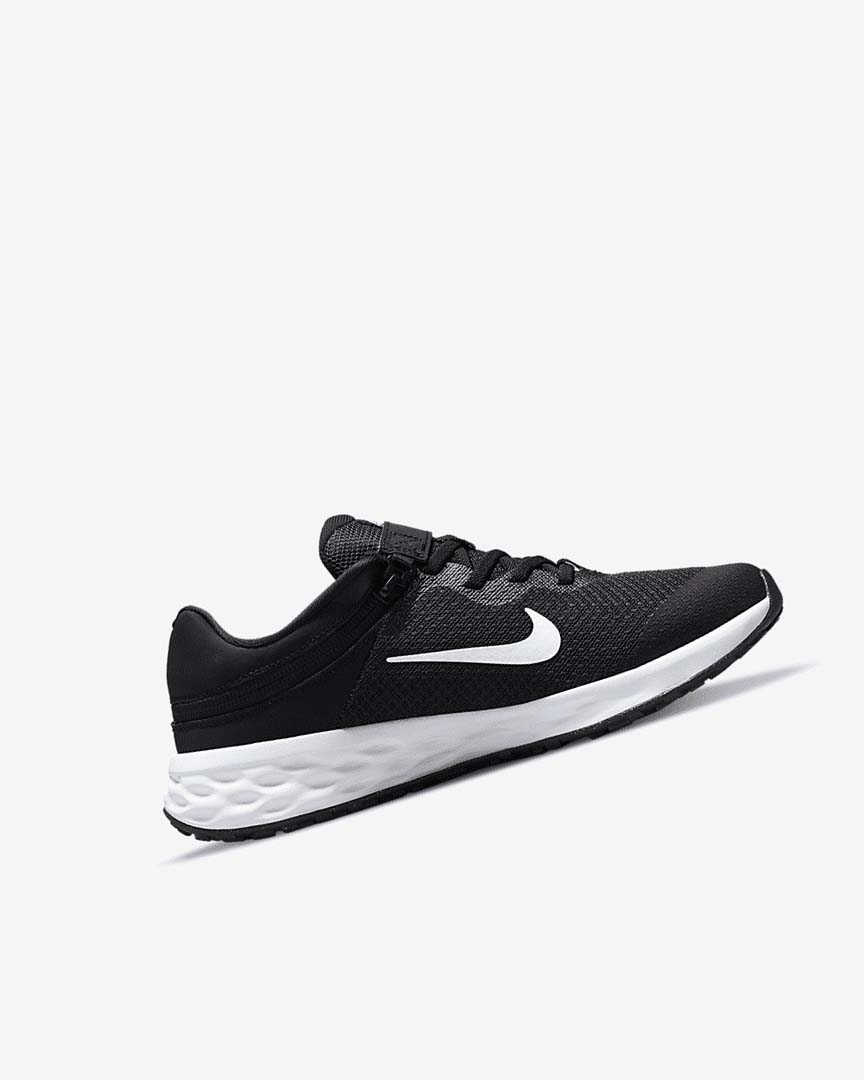 Black / Dark Grey / White Girls' Nike Revolution 6 FlyEase Running Shoes | UK4821