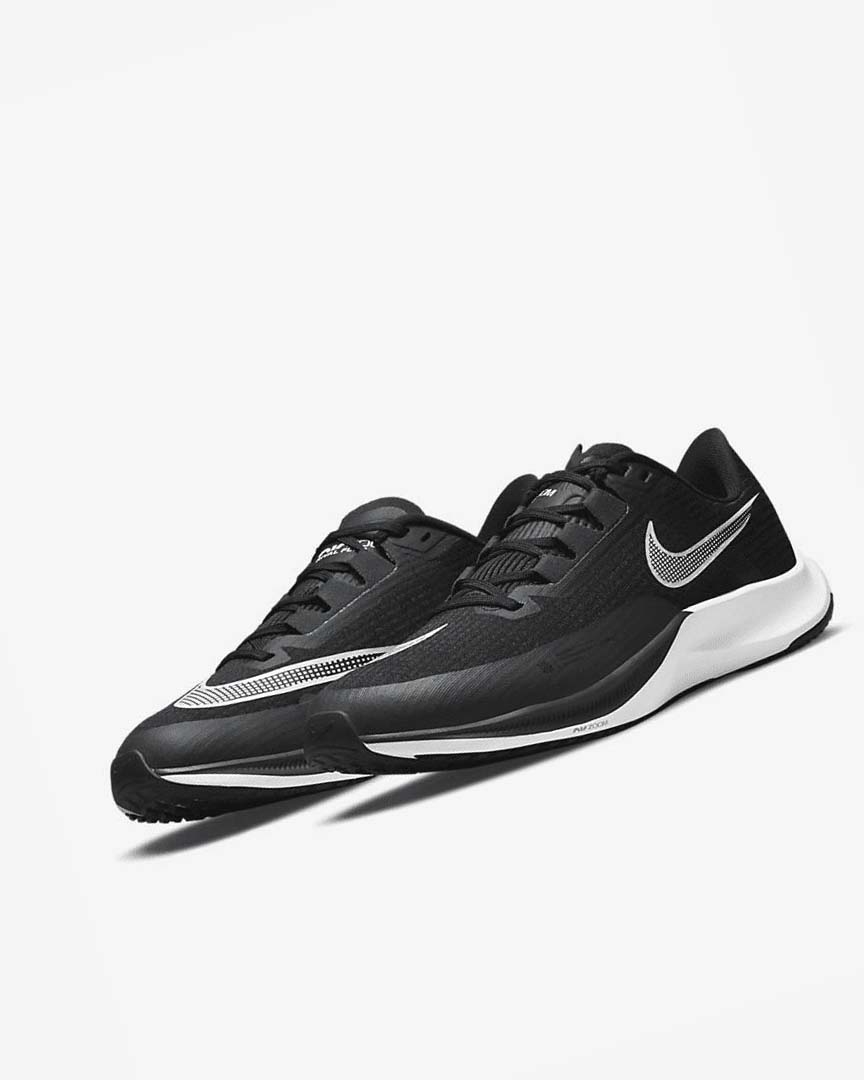 Black / Dark Grey / White Men's Nike Air Zoom Rival Fly 3 Running Shoes | UK1206