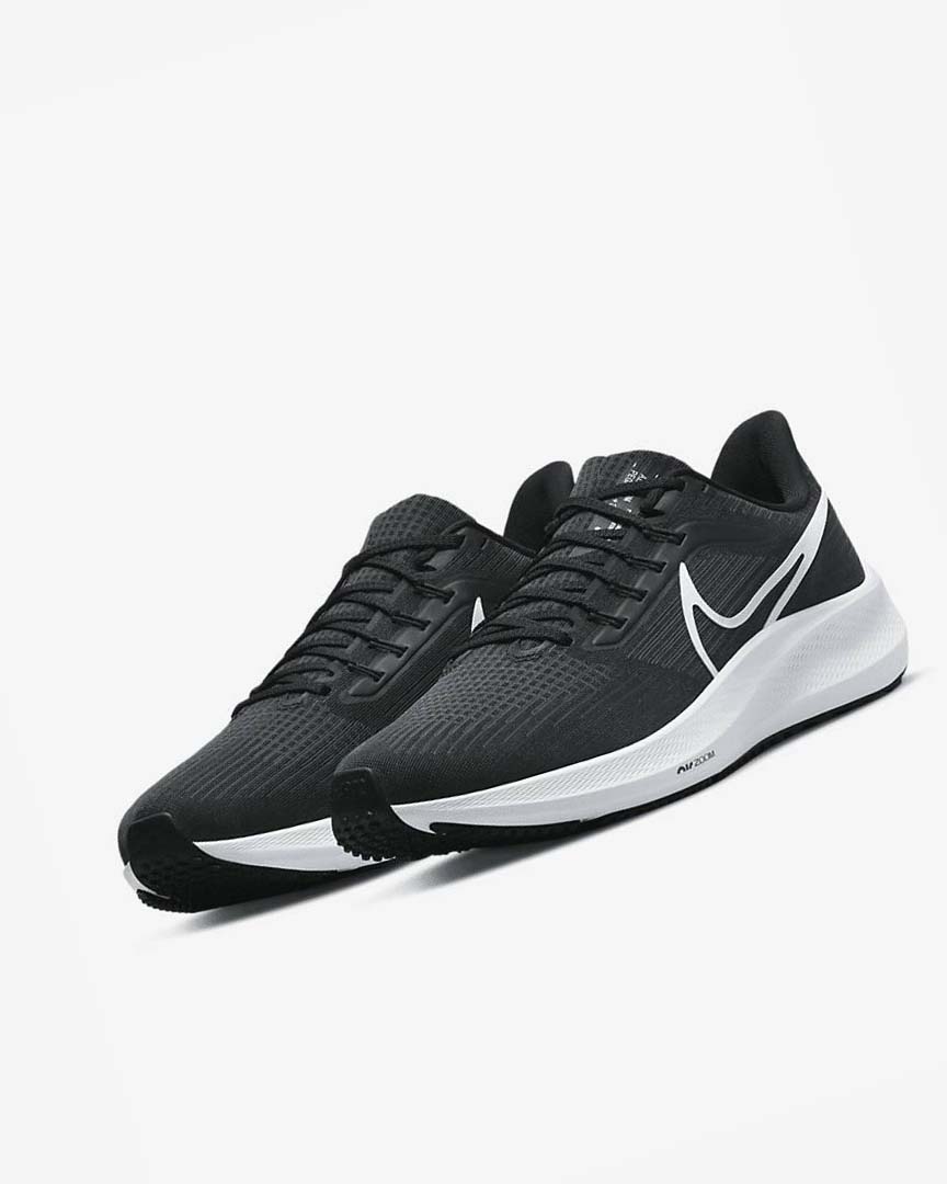 Black / Dark Grey / White Men's Nike Air Zoom Pegasus 39 Running Shoes | UK2265