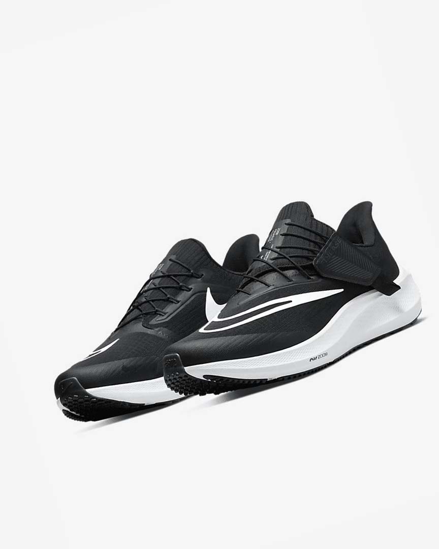 Black / Dark Grey / White Men's Nike Air Zoom Pegasus 39 FlyEase Running Shoes | UK2617