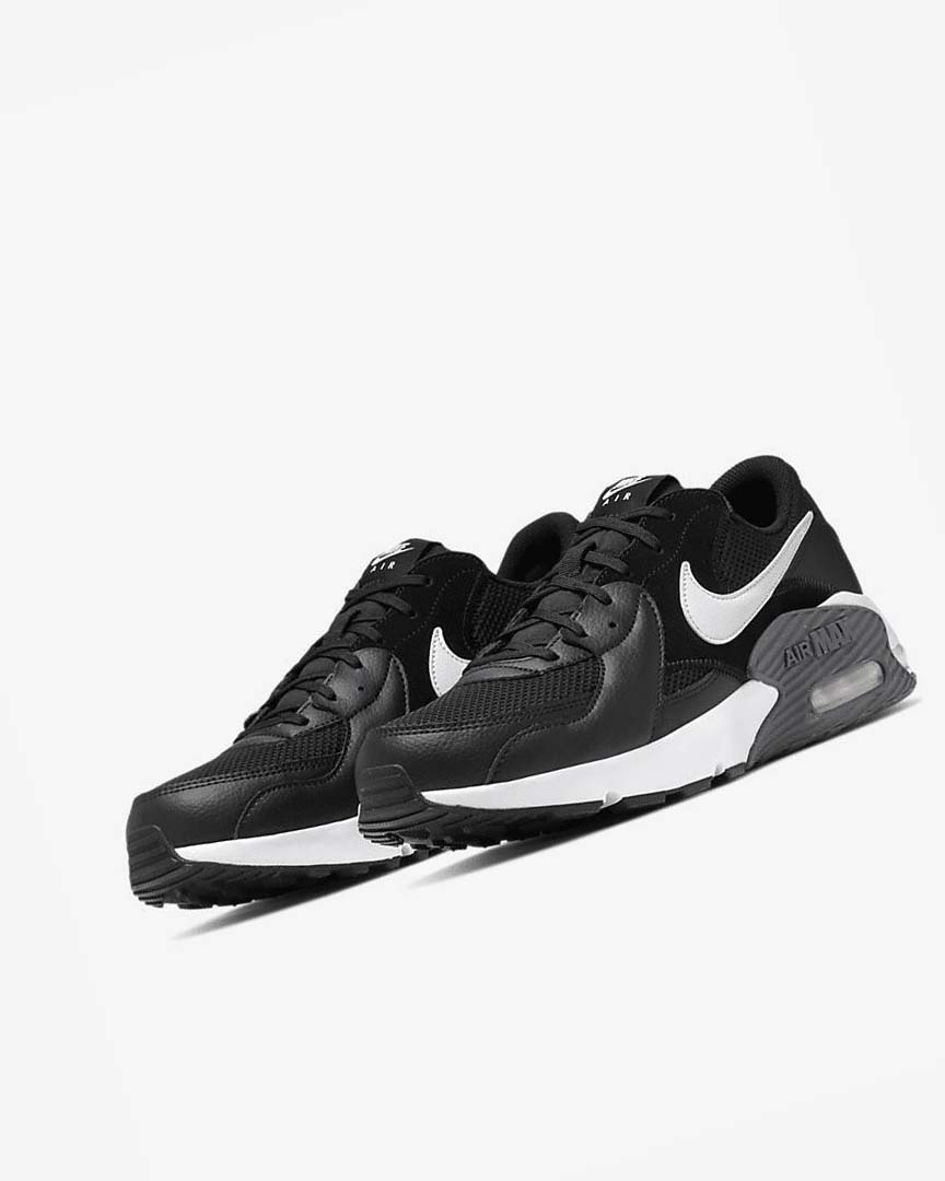 Black / Dark Grey / White Men's Nike Air Max Excee Sneakers | UK4911