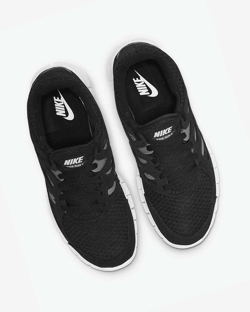 Black / Dark Grey / White Men's Nike Free Run 2 Running Shoes | UK1101