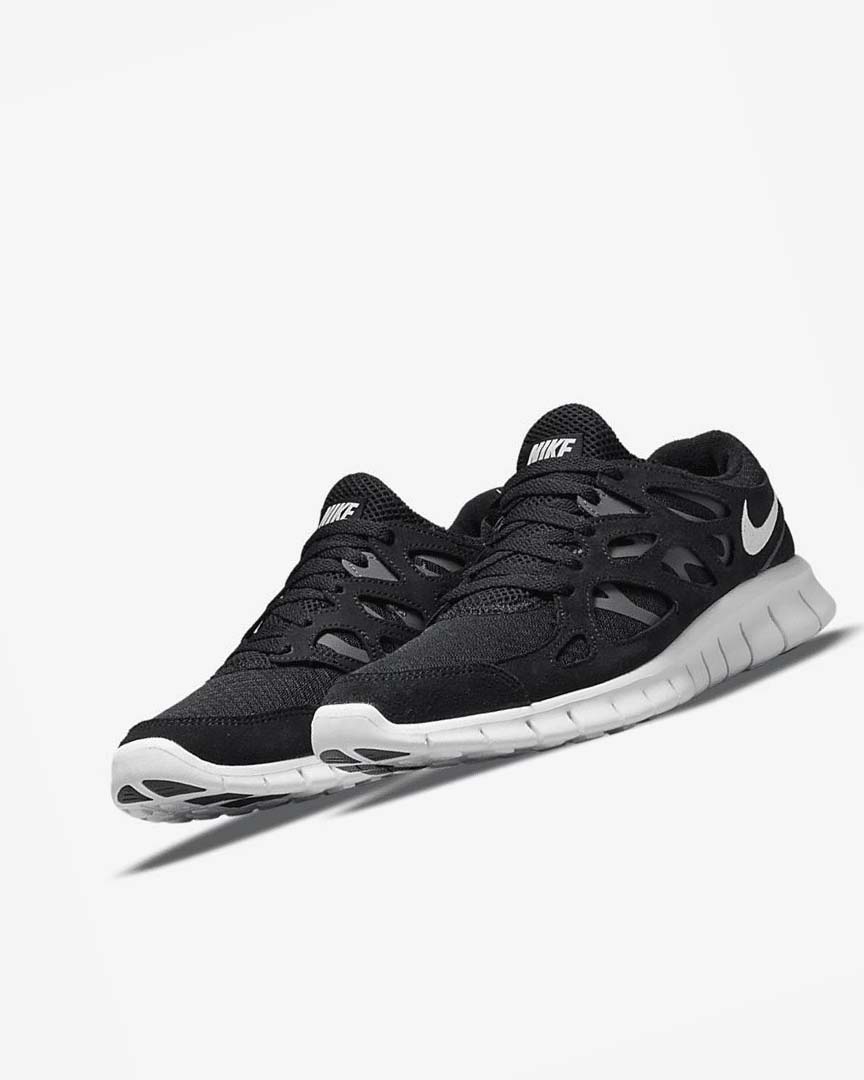 Black / Dark Grey / White Men's Nike Free Run 2 Running Shoes | UK1101