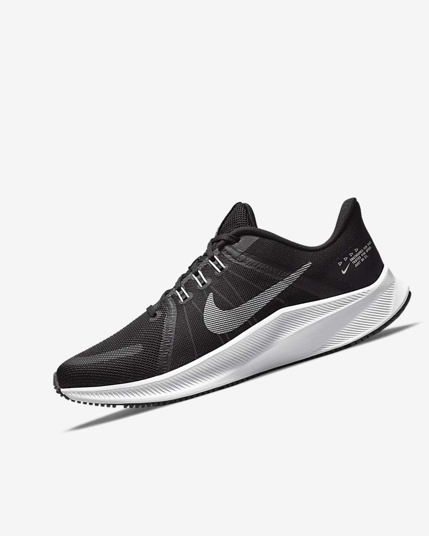 Black / Dark Grey / White Women\'s Nike Quest 4 Running Shoes | UK1129