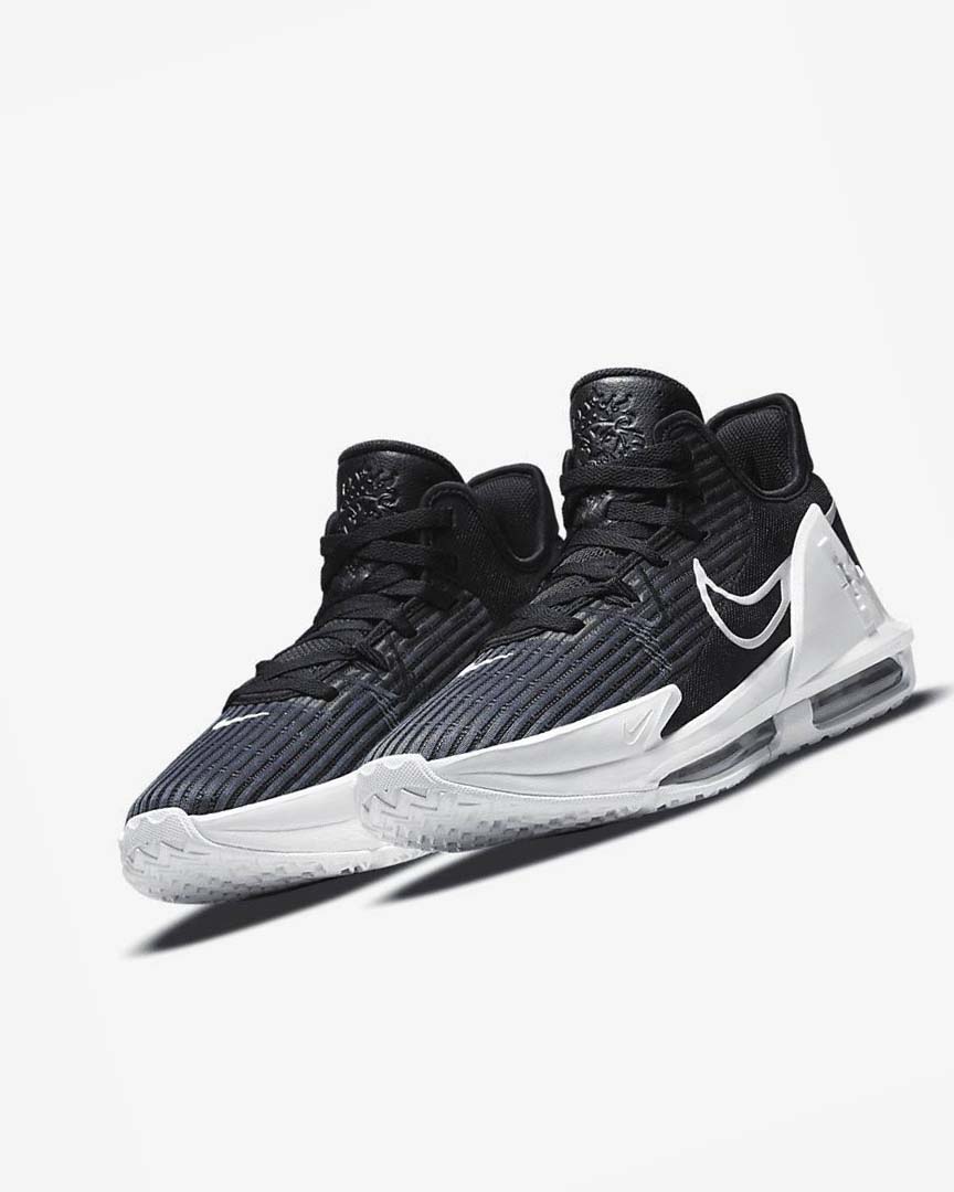 Black / Dark Obsidian / White Men's Nike LeBron Witness 6 Basketball Shoes | UK4501