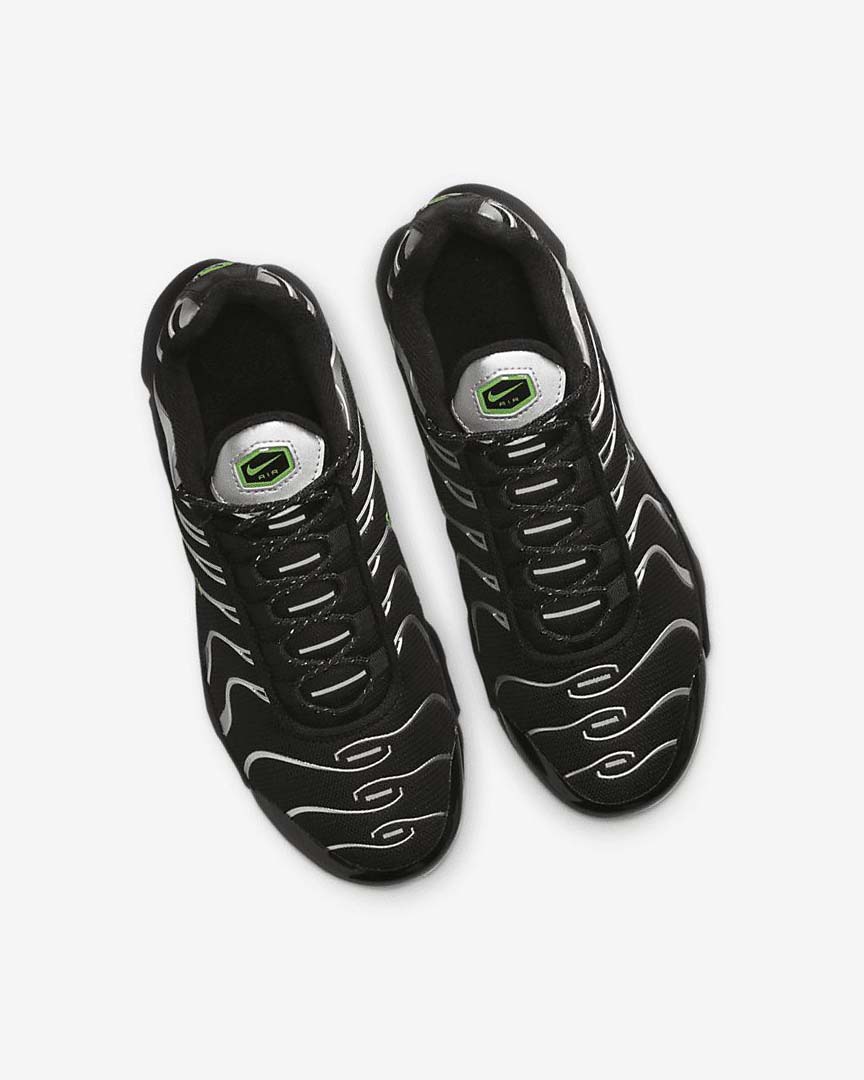 Black / Green / Metal Silver / Black Girls' Nike Air Max Plus Sneakers | UK2432