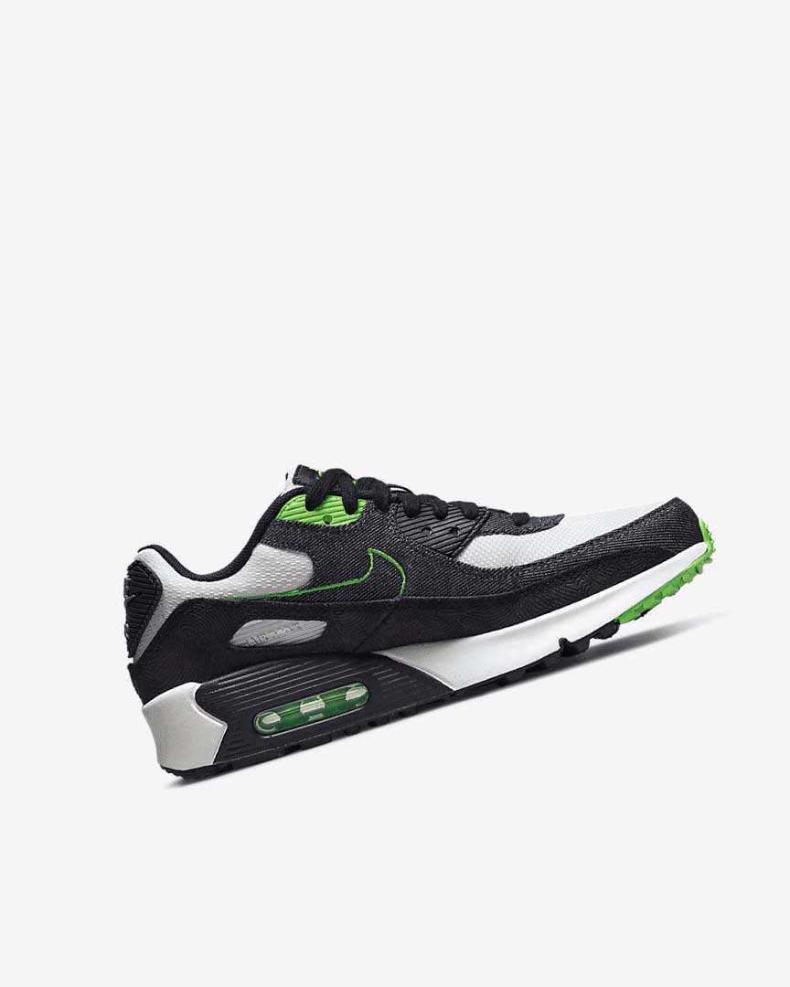 Black / Green / White / Obsidian Boys' Nike Air Max 90 LTR SE Casual Shoes | UK2238