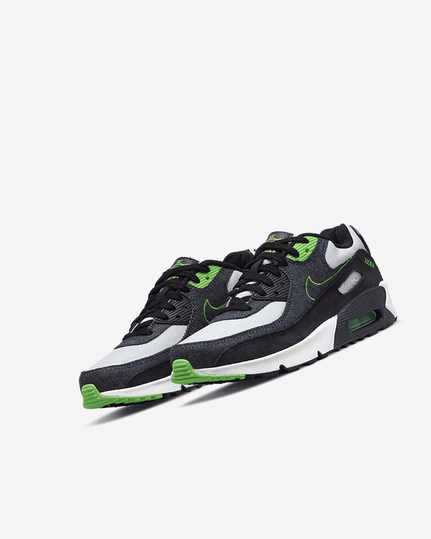 Black / Green / White / Obsidian Boys' Nike Air Max 90 LTR SE Casual Shoes | UK2238