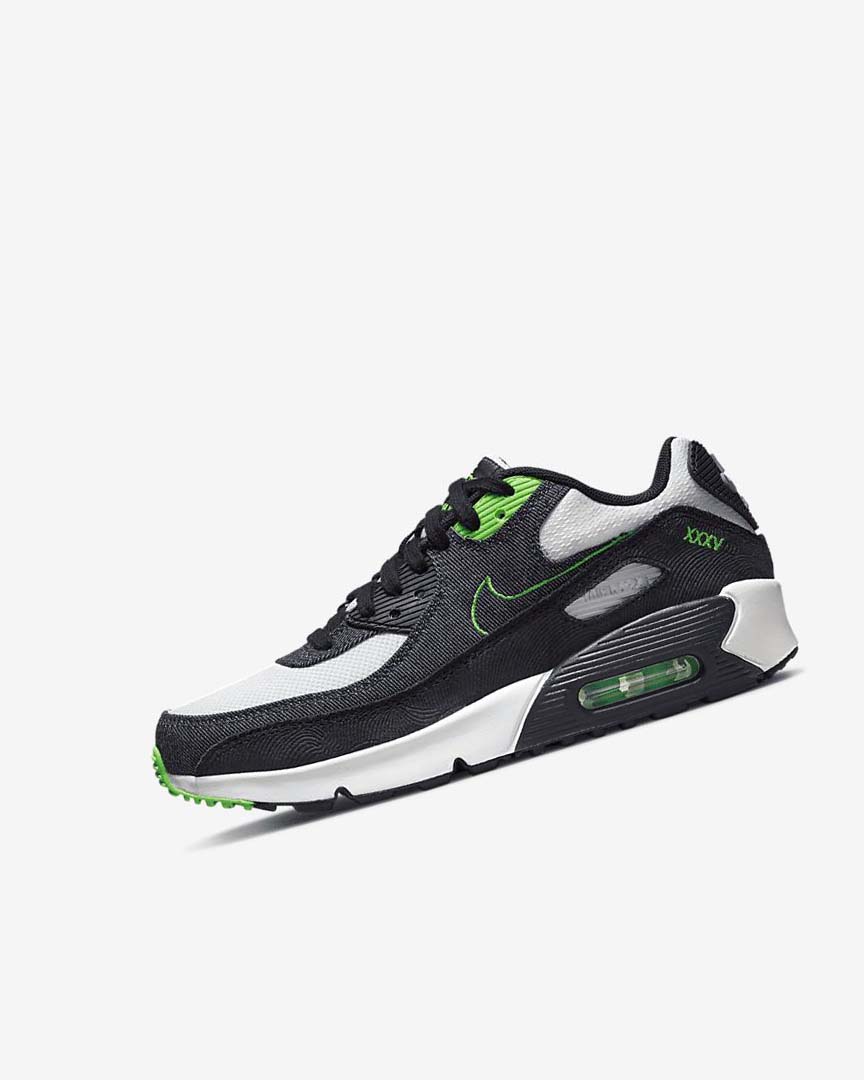 Black / Green / White / Obsidian Boys\' Nike Air Max 90 LTR SE Casual Shoes | UK2238