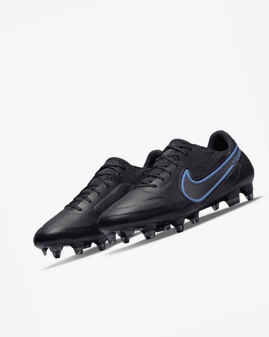 Black / Grey / Blue Men's Nike Tiempo Legend 9 Elite SG-Pro AC Football Boots | UK2308