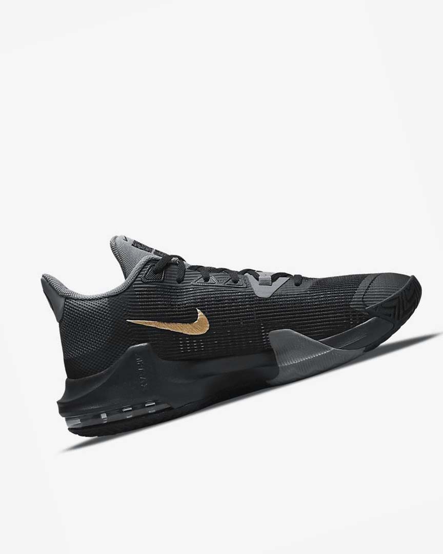 Black / Grey / Dark Grey / Metal Gold Men's Nike Air Max Impact 3 Basketball Shoes | UK5433