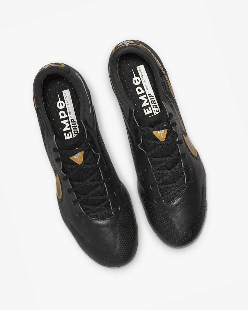 Black / Grey / Gold Men's Nike Tiempo Legend 9 Elite FG Football Boots | UK4542