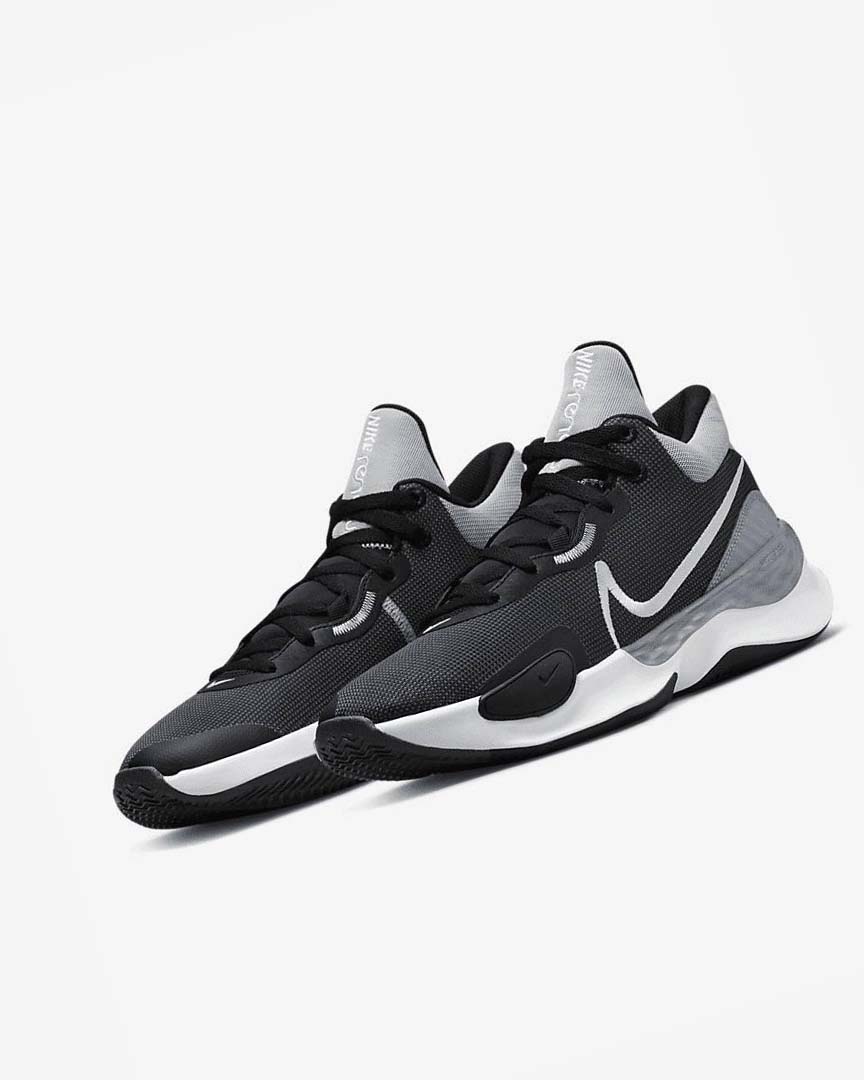 Black / Grey / Grey / White Men's Nike Renew Elevate 3 Basketball Shoes | UK4664