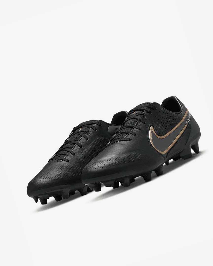 Black / Grey / Metal Gold Men's Nike Tiempo Legend 9 Pro FG Football Boots | UK2755