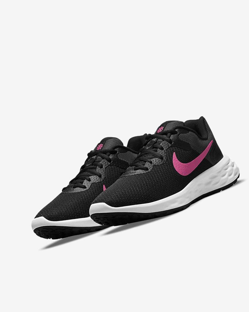 Black / Grey / Pink Women's Nike Revolution 6 Next Nature Running Shoes | UK5135