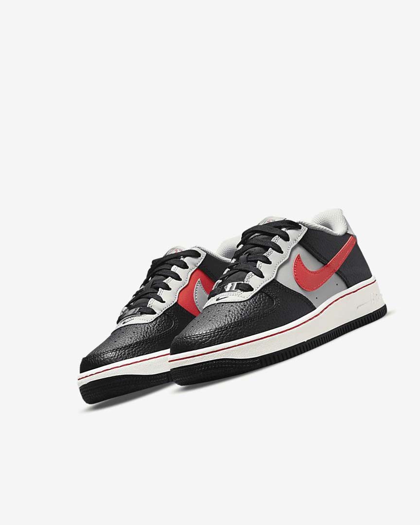 Black / Grey / Red Boys' Nike Air Force 1 EMB Sneakers | UK2554