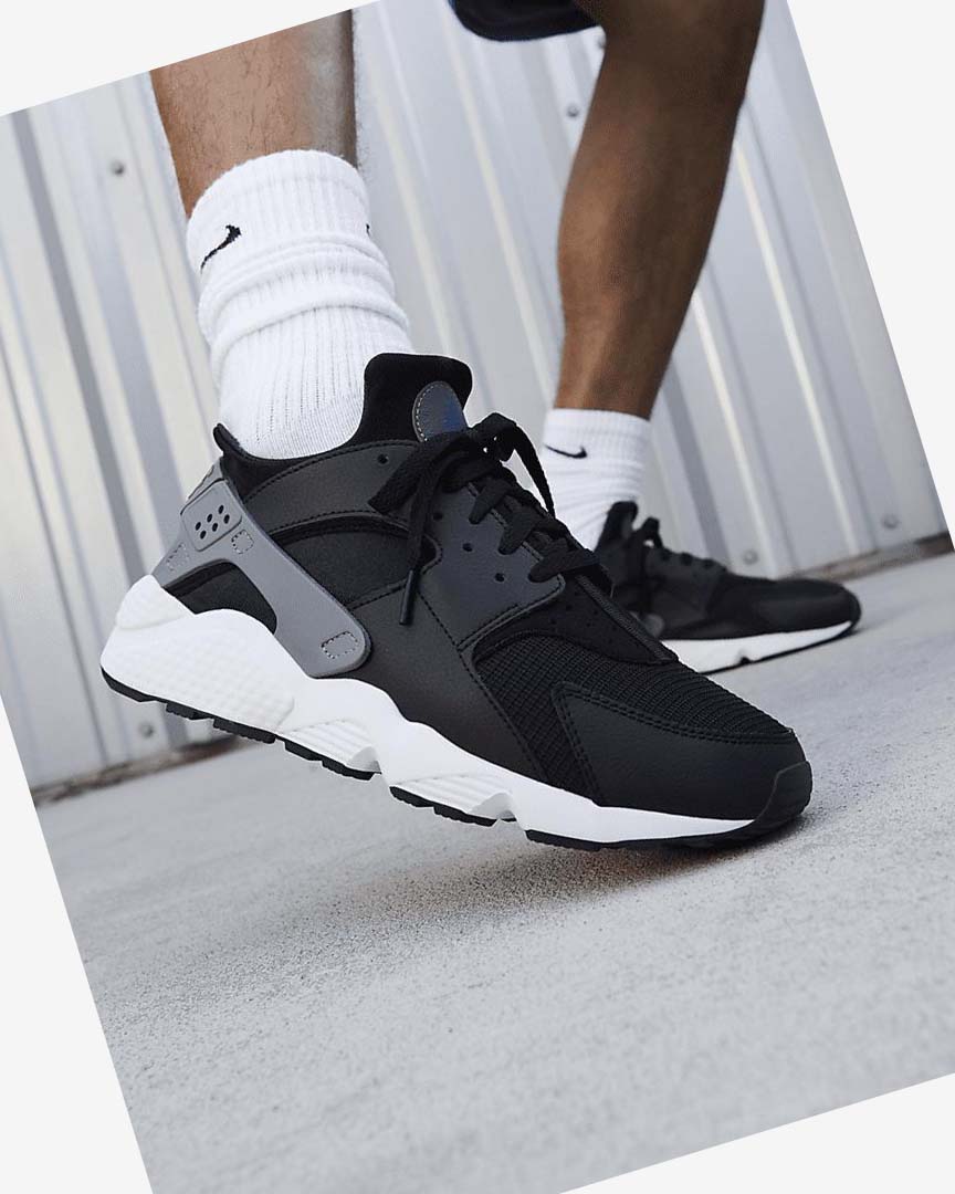 Black / Grey / White Men's Nike Air Huarache J22 Sneakers | UK4546