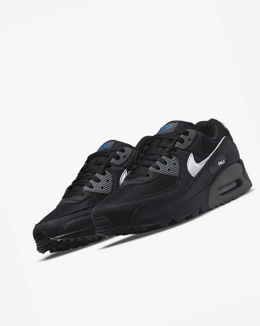 Black / Grey / White Men's Nike Air Max 90 Casual Shoes | UK4544