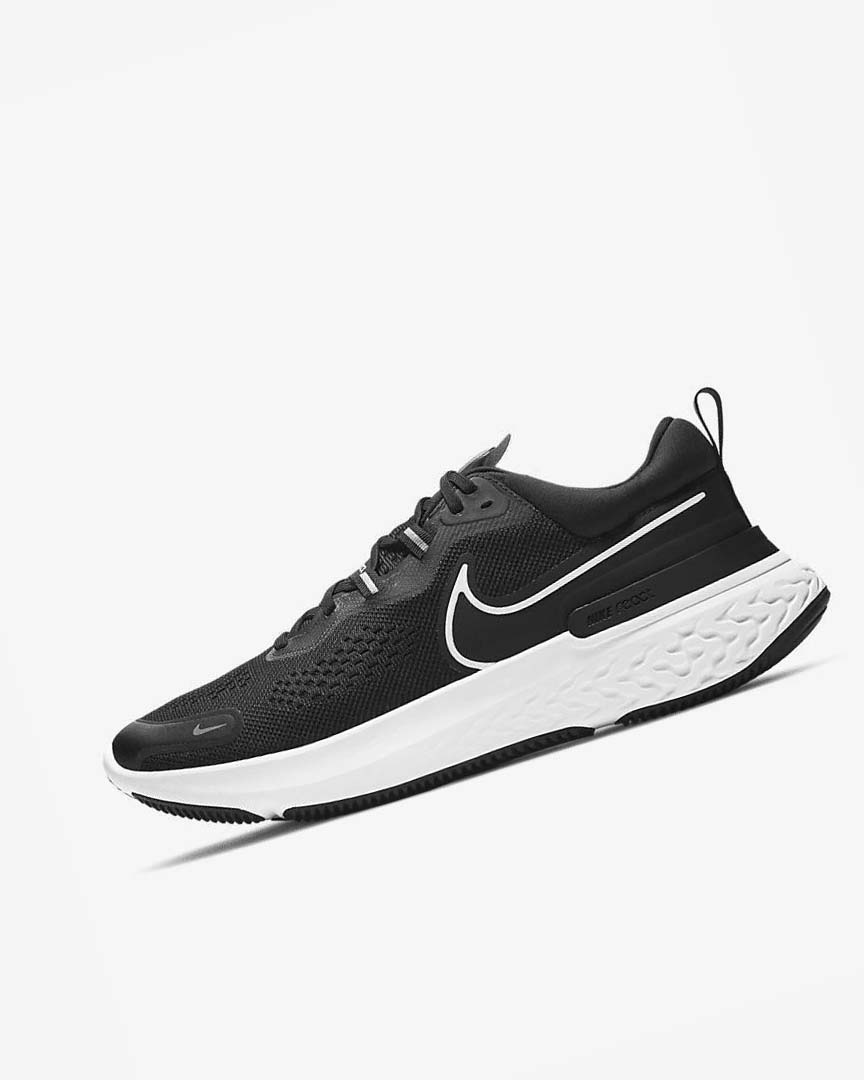 Black / Grey / White Men\'s Nike React Miler 2 Running Shoes | UK2216