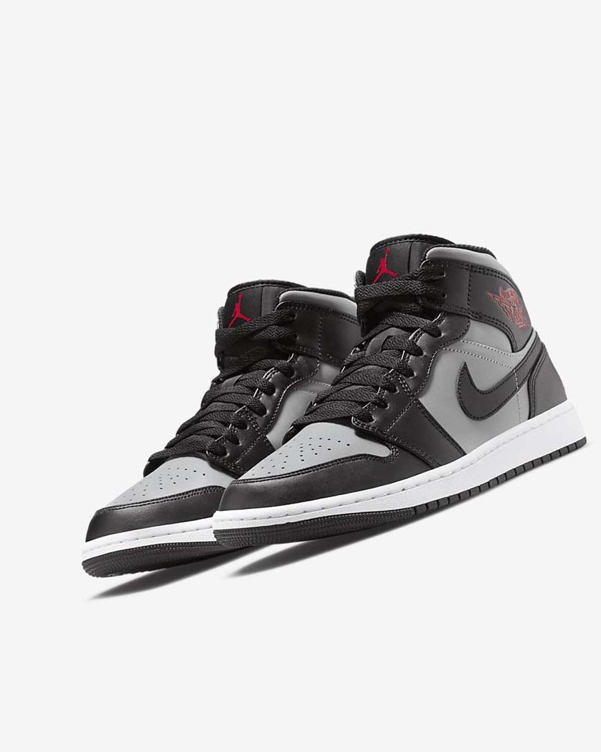 Black / Grey / White / Red Men's Nike Air Jordan 1 Mid Sneakers | UK2550