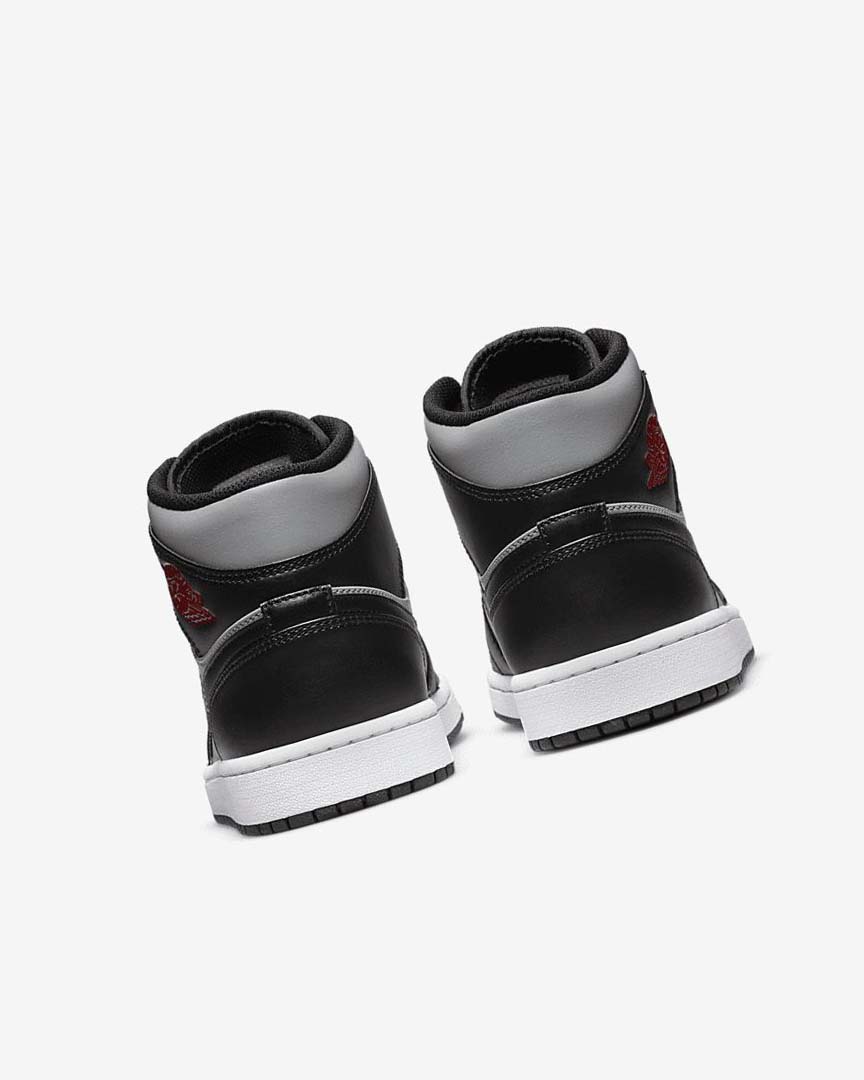 Black / Grey / White / Red Men's Nike Air Jordan 1 Mid Sneakers | UK2550