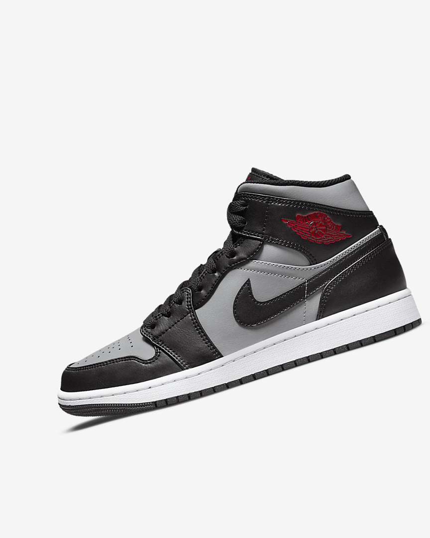 Black / Grey / White / Red Men\'s Nike Air Jordan 1 Mid Sneakers | UK2550