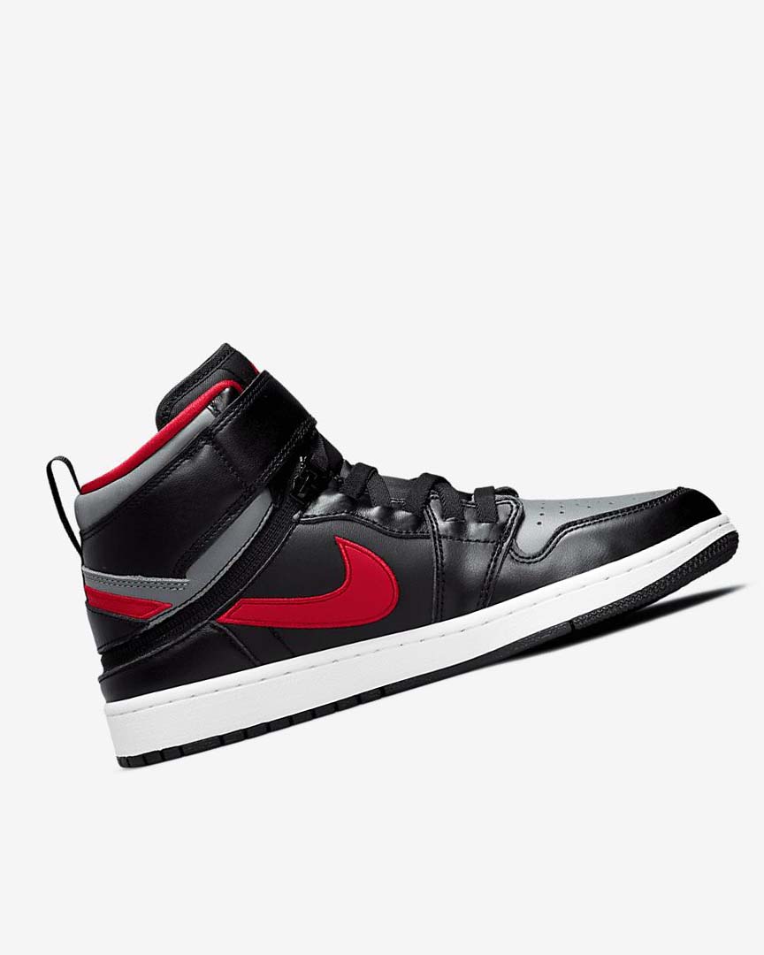 Black / Grey / White / Red Men's Nike Air Jordan 1 Hi FlyEase Sneakers | UK4916