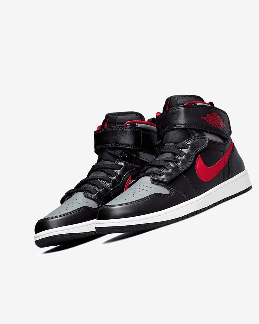 Black / Grey / White / Red Men's Nike Air Jordan 1 Hi FlyEase Sneakers | UK4916