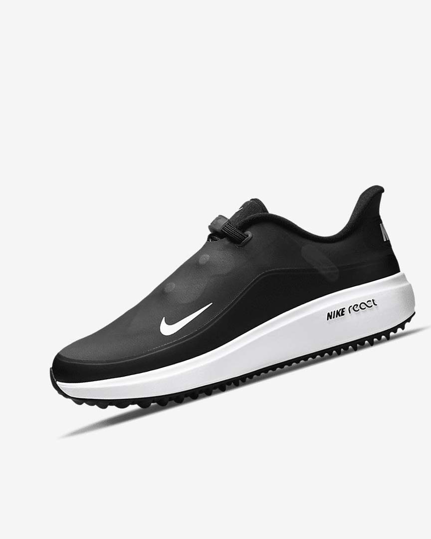 Black / Metal Dark Grey / White Women\'s Nike React Ace Tour Golf Shoes | UK5289