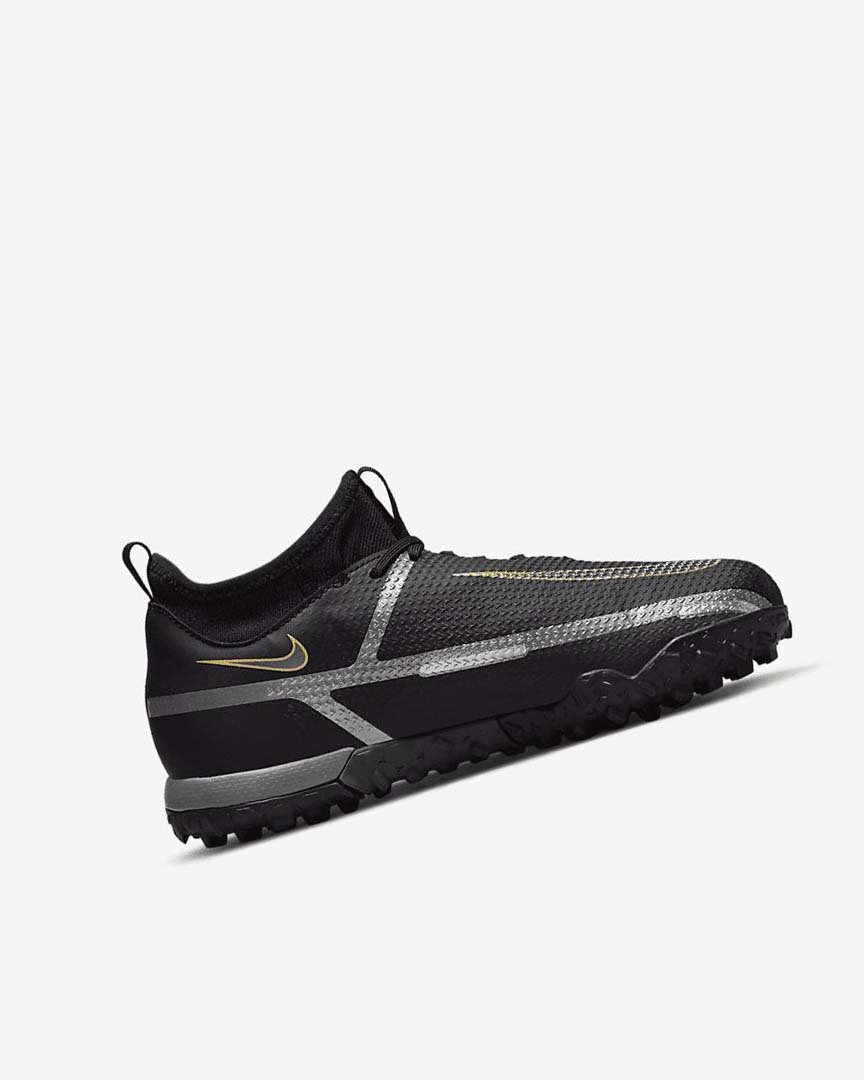 Black / Metal Gold / Dark Grey / Metal Dark Grey Boys' Nike Jr. Phantom GT2 Academy Dynamic Fit TF Football Shoes | UK2253