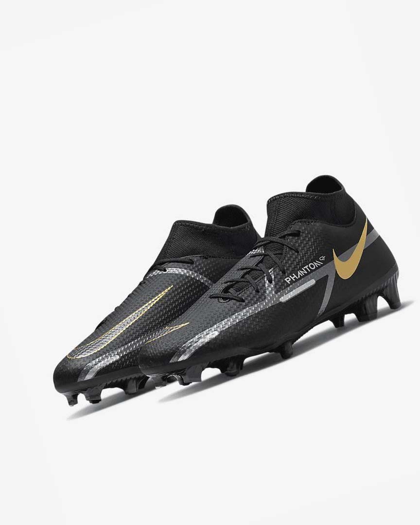 Black / Metal Gold / Dark Grey / Metal Dark Grey Men's Nike Phantom GT2 Academy Dynamic Fit MG Football Boots | UK2836