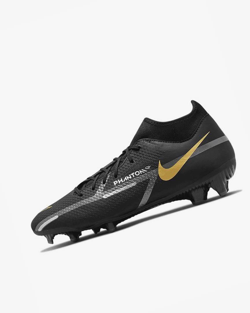 Black / Metal Gold / Dark Grey / Metal Dark Grey Men\'s Nike Phantom GT2 Academy Dynamic Fit MG Football Boots | UK2836