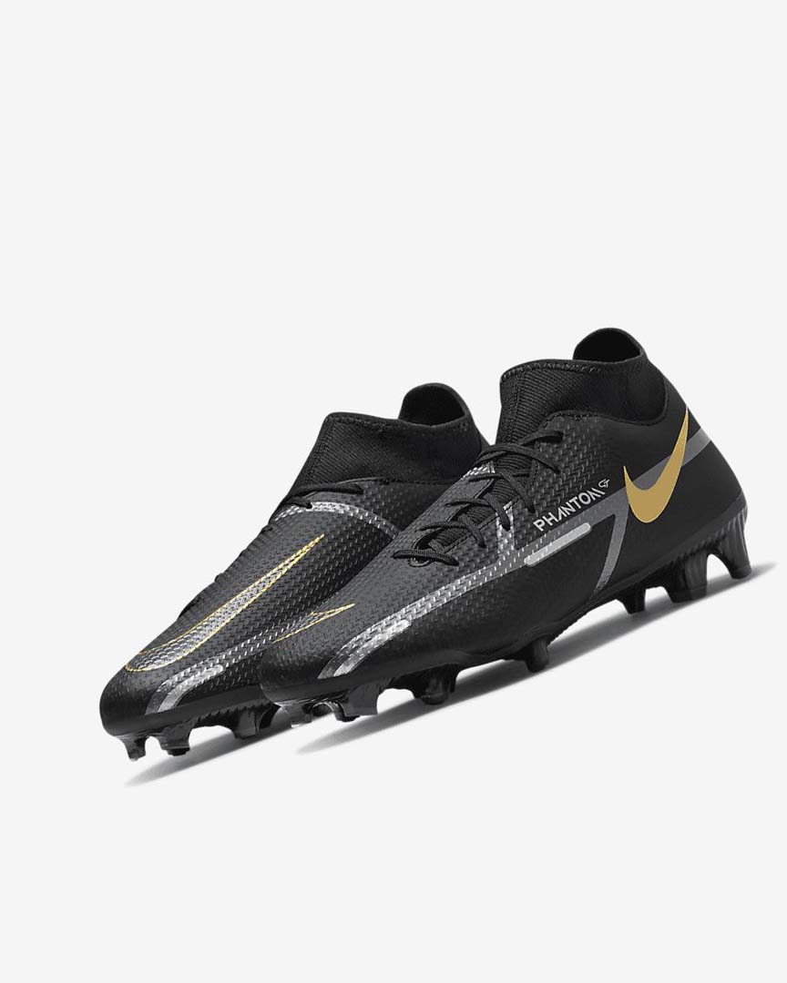 Black / Metal Gold / Dark Grey / Metal Dark Grey Women's Nike Phantom GT2 Academy Dynamic Fit MG Football Boots | UK3233