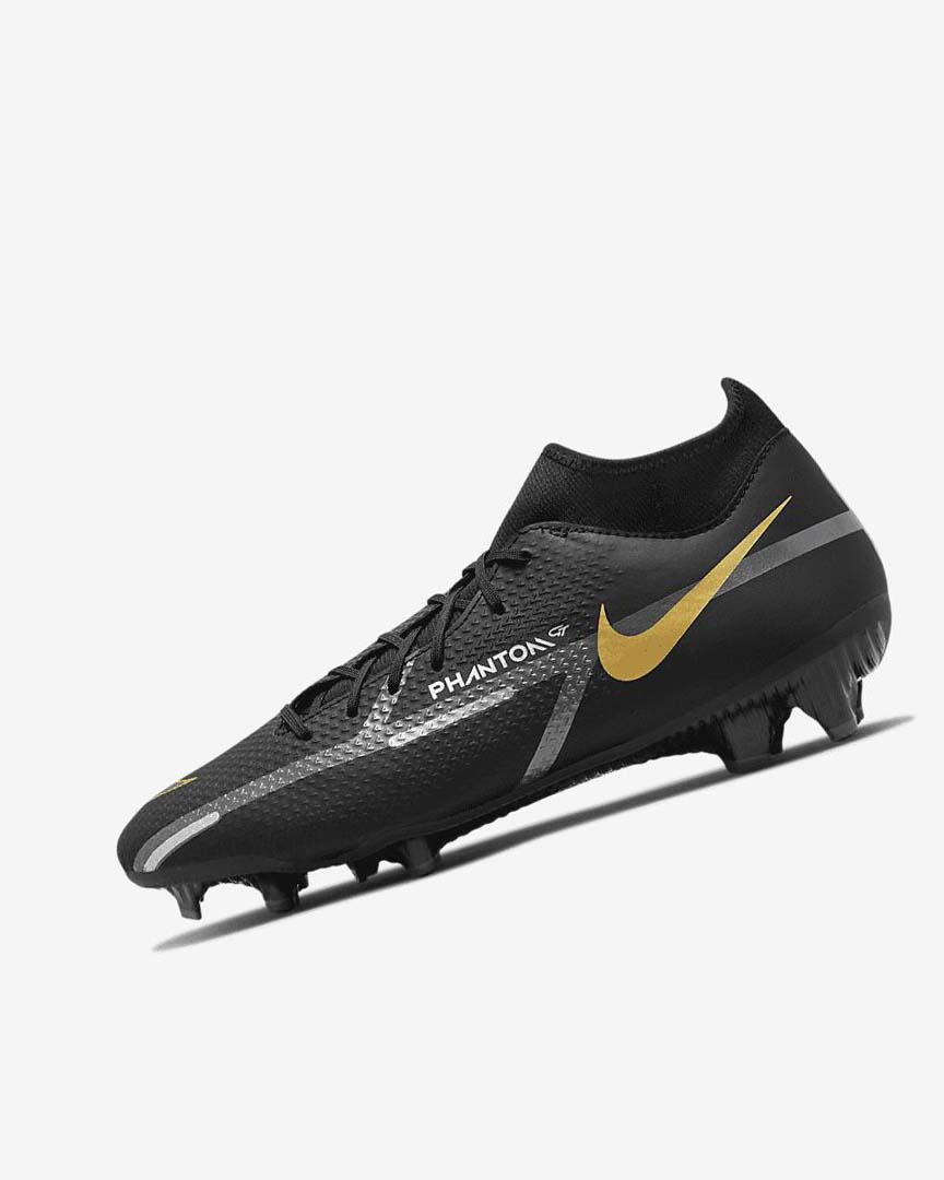 Black / Metal Gold / Dark Grey / Metal Dark Grey Women\'s Nike Phantom GT2 Academy Dynamic Fit MG Football Boots | UK3233